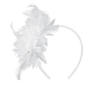 MWOOT Copricapo Piumato di Fiori Artificiali, 1920 Cerchietto Piume, Bianco Copricapo Piume per Donna, Retrò Accessori per capelli per Cocktail Nozze Festa del Tè Decorazione