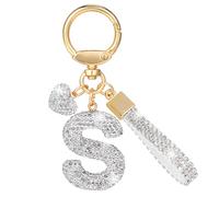 MWOOT Cristalli Lettera Portachiavi S, Carini Keyring Ciondoli con Nome, Iniziale Anelli Portachiavi Donna, Casa Nuova Accessori Macchina Auto Keychain Regalo Amica Compleanno