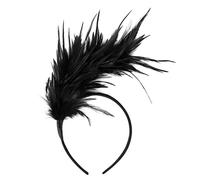 Mwoot Fascia Anni 20 Flapper Headband con Piuma, Anni 20 Fascia Capelli per Festa a Tema Vintage,1920s Fascinator Feather Headband (Nero)
