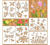 MWOOT Grandi Stencil Fiori per Dipingere su Pareti, 6 Pezzi Stencil per Pittura, Riutilizzabili Stencil floreali per Lavori Creativiper Parete Legno Tela Decorazione per Casa, 21 x 29.5 cm