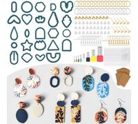 MWOOT Kit da 142 pezzi di stampi per argilla polimerica per orecchini, accessori per la creazione di gioielli, unisex, per adulti, blu, plastica, piccoli, moderni, non pieghevoli