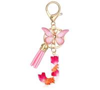 MWOOT Letter Keychain Initial Portachiavi Resina Lettera J,Alfabeto Keyring con Ciondolo a Forma di Nappe Farfalla,Portachiavi Charm con Petali Rosa Signora Borsetta Portafoglio Decorazione(J)