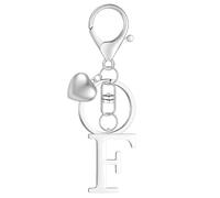 MWOOT Letter Keychain Iniziale Portachiavi Lettera F, Portachiavi Macchina, Portachiavi Charm con Signora Uomini Borsetta Portafoglio Decoro,Regalo Personalizzato (Argento F)