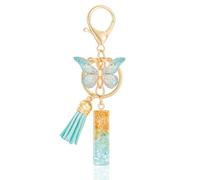 MWOOT Letter Keychain Iniziale Portachiavi Lettera I Resina,Alfabeto Keyring con Ciondolo a Forma Nappe Farfalla,Portachiavi Charm con Foglio D'oro Verde Signora Borsetta Portafoglio Decoro(I)