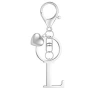 MWOOT Letter Keychain Iniziale Portachiavi Lettera L, Portachiavi Macchina, Portachiavi Charm con Signora Uomini Borsetta Portafoglio Decoro,Regalo Personalizzato (Argento L)