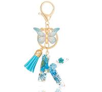 MWOOT Letter Keychains Initial Portachiavi Resina Lettera A,Alfabeto Keyring con Ciondolo a Forma di Nappe Farfalla,Portachiavi Charm con Petali Blu Signora Borsetta Portafoglio Decorazione(K)