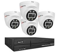 MWRCTV Sistema di telecamere di sicurezza PoE 4K, 4 telecamere PoE cablate da 8 MP per la sicurezza domestica, obiettivo grandangolare HD da 2,8 mm, doppia luce, rilevamento umano/veicolo AI, 8 porte