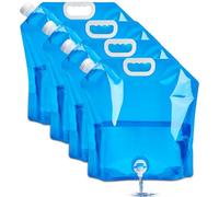 MWRWRR 4 Pezzi Tanica per Acqua Pieghevole da 10L con Rubinetto, Taniche Pieghevoli per Acqua con Coperchio Denso, Flessibile Contenitori Pieghevoli per Acqua Senza BPA (con valvola dell'Acqua)