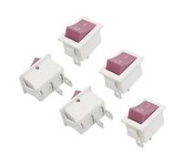 MWSQQGKCF Interruttore 18x12mm AC 6A/250V 10A/125V SPST Pulsante Viola Interruttore on-off Rocer 10 Pezzi