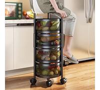 MWUCAIXIA Scaffale da cucina multistrato cestino rotante carrello porta verdura e frutta rack cucina bagno portaoggetti (colore: E, dimensioni: 75 cm x 34 cm) (E 90 cm x 34 cm)