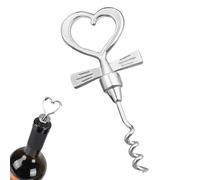 MWUMRCM 1 Pezzi Tappo per vino e cavatappi a forma di cuore, argentato, per regalo di matrimonio e di compleanno, Apribottiglie da bar leggero e portatile, facile da usare, per cucina, per feste