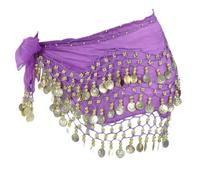 MWUMRCM Viola Sciarpa alla Pancia da Ballo, Cintura di avvolgimento della Sciarpa di Danza del Ventre in Chiffon con Monete d'oro per Le lezioni di Yoga di Danza del Ventre di Costumi di Performance