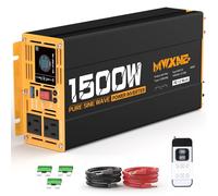 MWXNE - Inverter di potenza a onda sinusoidale pura da 1500 W, convertitore da CC 12 V a CA 110 V 120 V con 2 uscite CA, QC3.0 18 W USB-A, PD30 W USB-C Porta Inverter per auto con visualizzazione