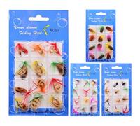 MWZBTG Artificiali Da A Mosca Per Persico | 48 Pezzi Attrezzatura Da,Kit Portatile Di Esche - Per Sportiva Regalo Uomini Padre Marito Avventura Lago Fiume Torrente