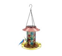 MWZBTG Distributore di mangime per uccelli a energia solare, per esterni - Mangiatoia impermeabile per uccelli selvatici in metallo | Distributore colorato colibrì metallo impermeabile