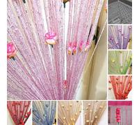 MWZBTG Telo per pannello porta,Telo per copertura porta | Tende con perline Drappo per | Pannello per finestra, tende in filo con disegno a rosa, divisorio per la stanza con nappe per telaio