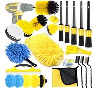 MWZEAUL Kit Pulizia Auto per Interni e Esterni, Kit Lavaggio Auto con Spazzola per Trapano, Spugna Lavaggio, Tamponi Lucidatura Auto, per Cura di Interni e Esterni, Cerchioni e Finestre per Auto Moto