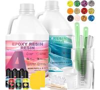 MWZEAUL Kit Resina Epossidica Completo, 4L/1,1 Gallen Resina Epossidica Trasparente, Resina Bicomponente Rapporto 1:1 Colla Resina Epoxy con Indurente per Creazioni, Stampi, Legno, Gioielli, Fai da Te