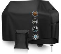 MWZEAUL Telo Copri Barbecue Esterno, Copertura Barbecue da Esterno 210D Oxford Impermeabile, Anti Polvere, Anti Vento e Sole, Telo Protettivo per BBQ Grill con Coulisse, 147x61x117cm, Nero