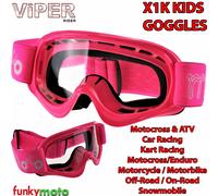 MX RAGAZZE BAMBINI OCCHIALI MOTOCROSS ENDURO FUORISTRADA KART QUAD ATV MTB ROSA