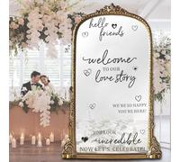 MXAEUK Welcome to Our Love Story Decalcomanie per matrimoni, specchi selfie decalcomanie per feste di nozze, forniture per feste fai da te adesivi citazione per specchi decorazione ingresso parete