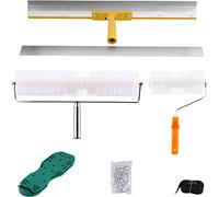 MXBAOHENG Kit di strumenti autolivellanti per cemento: 2 Rulli di 28mm rullo per rimuovere le bolle 220 mm+460 mm, In Acciaio Inox Raschietto Pavimento, 300 mm scarpe a chiodo (28 mm)