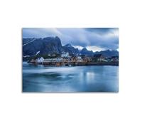 MXBFYEEB Poster su tela, motivo: Isole Lofoten, poster decorativo da parete con paesaggio, stampa moderna, poster decorativo per camera da letto, 20 x 30 cm