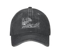 MXCBFIJG Cappello da Baseball Hokusai incontra la Sequenza di Fibonacci con Sezione Aurea con Visiera con Denim Consumato, Berretto Non Strutturato