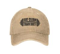 MXCBFIJG Cappello da Baseball Mangia Pulito allenati Sporco Palestra Fresco Vintage in Cotone Invecchiato Snapback Unisex per Tutte Le Stagioni da Viaggio