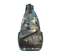 MXDLKSWPOH Borsa a tracolla a tracolla, borsa a tracolla Fantasy Phoenix Sling zaino casual zaino da viaggio, Nave pirata fantasia, Taglia unica