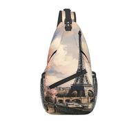 MXDLKSWPOH Borsa a tracolla a tracolla Lmage of wolf in the snow Sling Backpack Casual Daypack Zaino da viaggio, Stile vintage Torre Eiffel Parigi, Taglia unica