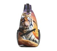 MXDLKSWPOH Borsa a tracolla a tracolla Lmage of wolf in the snow Sling Backpack Casual Daypack Zaino da viaggio, Tramonto Colorato Tigre, Taglia unica