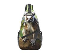 MXDLKSWPOH Borsa a tracolla a tracolla Lmage of wolf in the snow Sling Backpack Casual Daypack Zaino da viaggio, Lemur coda ad anello, Taglia unica