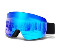 MXJ Gear Occhiali da sci per adulti e uomini e donne, YH227 occhiali da snowboard per portatori di occhiali, anti-appannamento OTG, protezione UV, design completo REVO (nero/Revo Blue-VLT 19%)