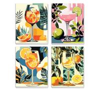 MXJSUA Cocktail Al Limone Confezione Da 4 Kit Di Pittura Con Numeri Con Cornice Per Adulti, Olio Acrilici Per Decorazione Casa Regalo 20x25 cm