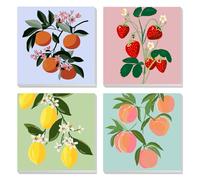 MXJSUA Frutta Fragole Confezione Da 4 Dipinti Su Tela Con Cornice Per Bambini E Adulti, Kit Fai-Da-Te Di Pittura Acrilica Per Numeri Per Decorazioni Da Parete Per La Casa, 20x20cm