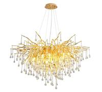 MXLDZHLW Lamadario Dilo Moderno Ramo Albero D80Cm Di Lusso Oro Pioggia a Sospensiilluminazionedari Contemporanei a 10 Luci,R la Sala da Pranzo Cucina Camera da Letto Soggiorno, Diamanti/Goe Di Pioia