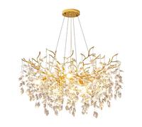 MXLDZHLW Lamadario Dilo Modernoi Di Ramo Dell'Albero D'Oro da 31,5",R la Sala da Pranzoio Rotondo Regolabile in Altezza, Luminaria a Soffitto Di Lussor il Soggiorno, Isola da Cucina, Foyer