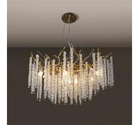 MXLDZHLW Lamadario Moderno Rammi Albero Dilo Oro Lusso Pioggia Sospesodario Inlor la Sala da Pranzo Soggiorno Camera da Letto,Rettangolare L100Cm/Oro/Rotondo D60Cm