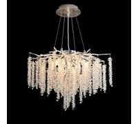 MXLDZHLW Lamadario Moderno Ramo Alberolo Di Lusso Oro Pioggia a Sospensiilluminazid60Cm Rotondo 8-Lucedari Art Deco,R la Sala da Pranzo Cucina Camera da Letto Soggiorno, Argento/Argento