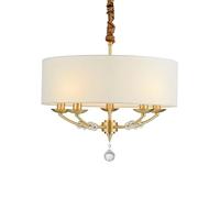 MXLDZHLW Lampada a Braccio 5 Lucidari Moderni - Metbianco Lino Paralume a Tamburoda a Sospensioneda da Soffitto Apparecchi Di Illuminaziper Sala da Pranzo Sospensiper Soggiorno, Camera da Letto, Cucin