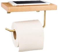 MXLDZHLW Portarotoli, Portarotoli Multifunzionale in Stile Retrò con Portasciugamani a Muro e Ripiano in Legno, Portarotoli Retròr Bagno, Beige, Senza Fori/Beige/Foratura