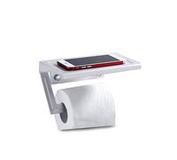 MXLDZHLW Portarotoli, Portarotolo, con Ripianor Telefono, Portarotoli Autoadesivi,R Bagno, Antiruggine, Due Installazioni Autoadesive e a Parete, Adattir il Bagno, Argento/Argento