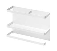 MXLDZHLW Portarotolir Carta Igienica, Organizero da Frigorifero con Portarotolir Carta da Cucina, Ripianoo a 2 Ripianir Frigorifero da Cucina, Capacità Fino a 45 Lb, 11,42 X 3,15 X 7,87 Pollici/Bianco