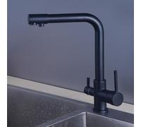 MXLDZHLW Rubinetti, 3 in 1 Filtro Rubinetto da Cucina Rubinetto Miscelatore a 3 Vie 360 ° Rubinetto Giratorio a Tre Vie con Rubinetti Di Uscita Di Acqua Potabile Filtratar Cucina Oro/Nero