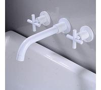 MXLDZHLW Rubinetti, Rame Nascosto, Rubinetti Lavabo Bagno, Mixer, Doppia Leva, Rubinetti da Bagno Montati a Parete, Tre Fori, Rubinetti Lavabo Caldo Edo, Rubinetti Mixer Lavabo Bagno, Bianco_Split Tip