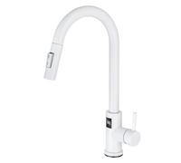 MXLDZHLW Rubinetti, Rubinetti da Cucina Nero Miscelatore Tirare Fuori Spruzzo Rotativo Sensore da Cucina Rubinetto Caldo Edo con Display a Led/Bianco