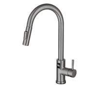 MXLDZHLW Rubinetti, Rubinetti da Cucina Nero Miscelatore Tirare Fuori Spruzzo Rotativo Sensore da Cucina Rubinetto Caldo Edo con Display a Led/Grigio