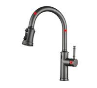 MXLDZHLW Rubinetti, Sensore Touchless Rubinetto Cucina con Pull Out Sprayer Grigio Rubinetto Lavabo Cucina, Rubinetto Acqua Spray Head 360 Ugello Sprayer Girante