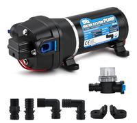 Mxmoonant Pompa Acqua 12V a Membrana, Pompa di Rilancio da 2,8Bar, 130W, 17L/Min, Autoadescante, con Protezione da Sovraccarico, per Camper, Roulotte, Barca, Irrigazione, Circolazione